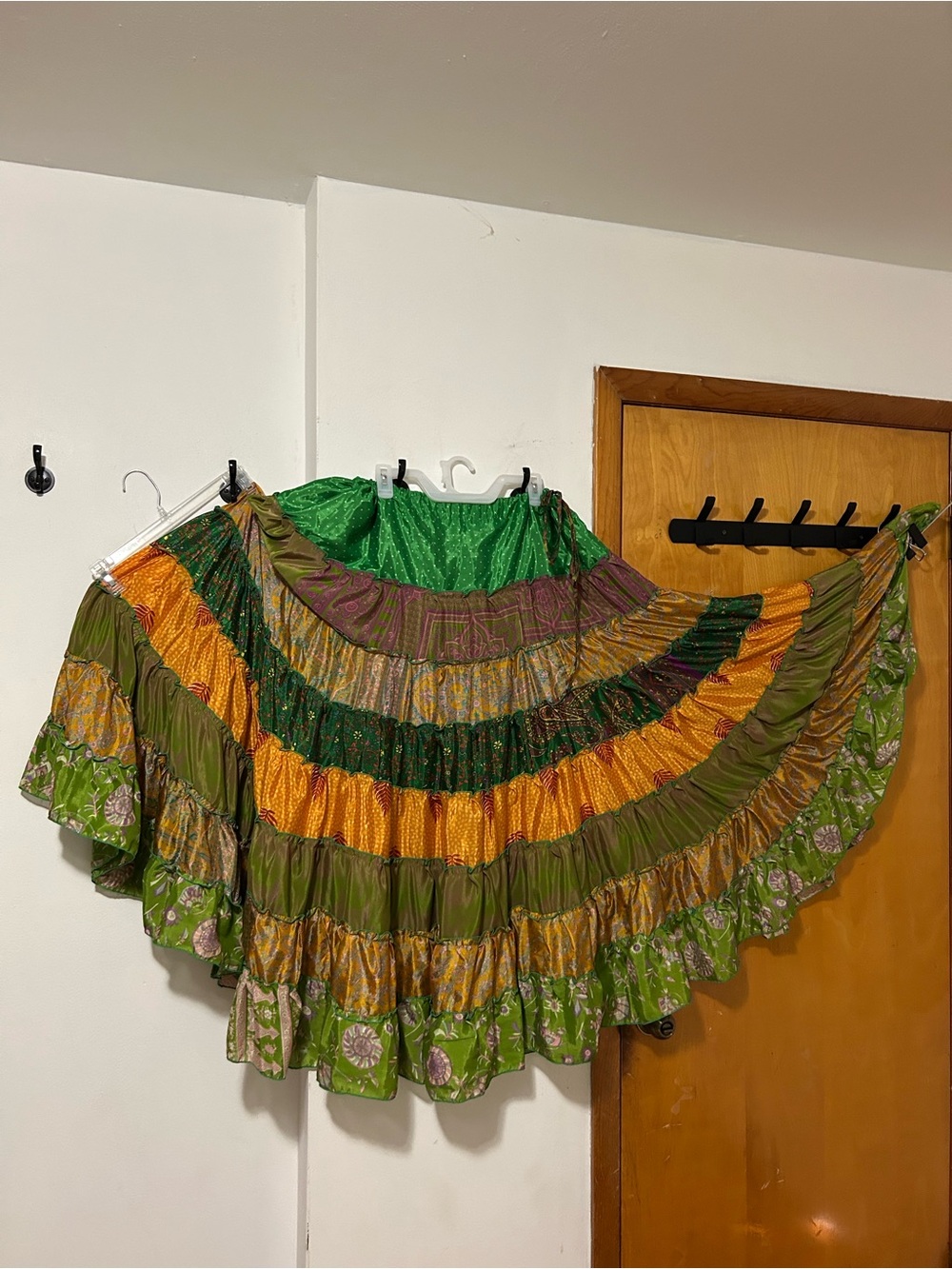 Tiered Circle Skirt in Green and Gold